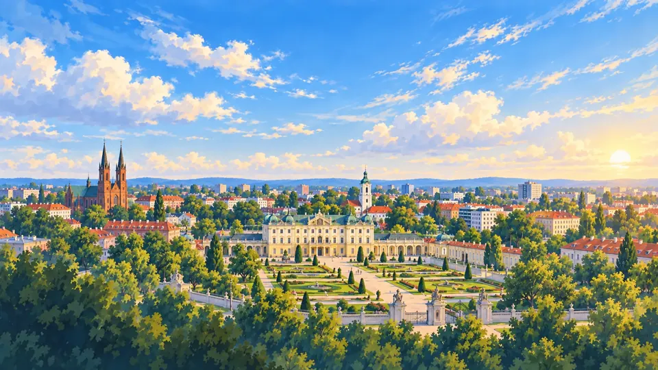 Ilustrowana panorama miasta Białystok
