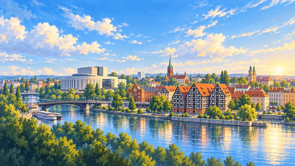 Ilustrowana panorama miasta Bydgoszcz