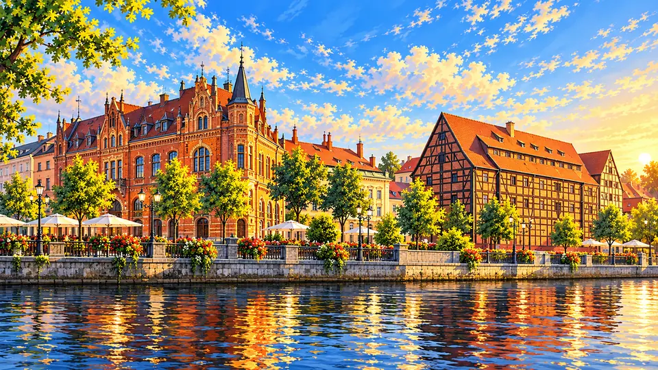 Ilustrowana panorama miasta Bydgoszcz