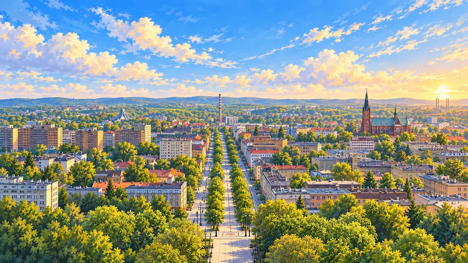 Ilustrowana panorama miasta Częstochowa