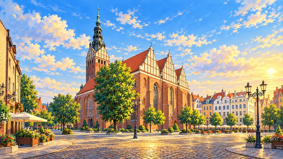 Ilustrowana panorama miasta Elbląg