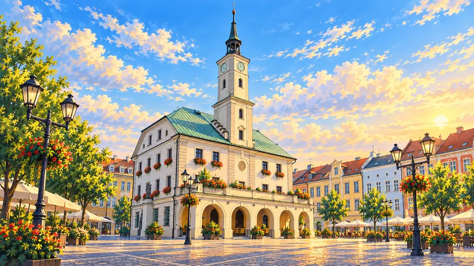 Ilustrowana panorama miasta Gliwice