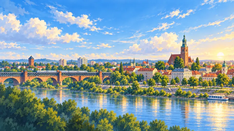Ilustrowana panorama miasta Gorzów Wielkopolski