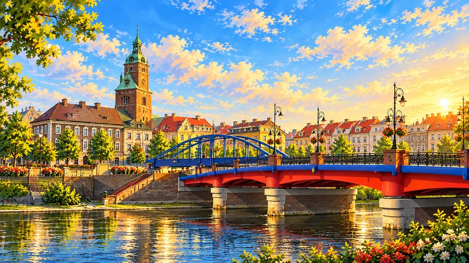 Ilustrowana panorama miasta Gorzów Wielkopolski