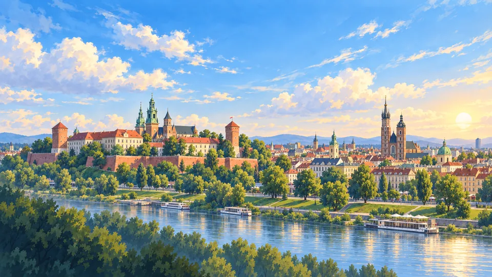 Ilustrowana panorama miasta Kraków