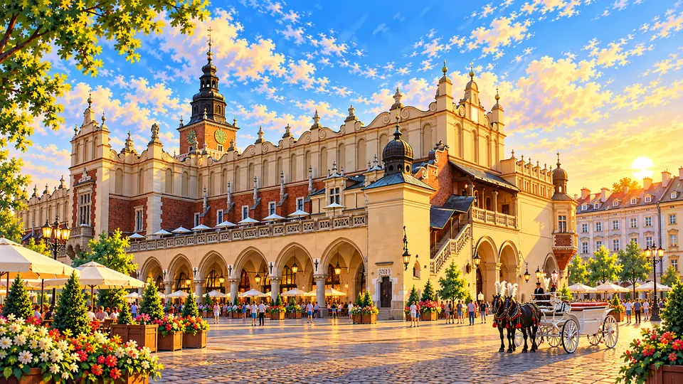 Ilustrowana panorama miasta Kraków