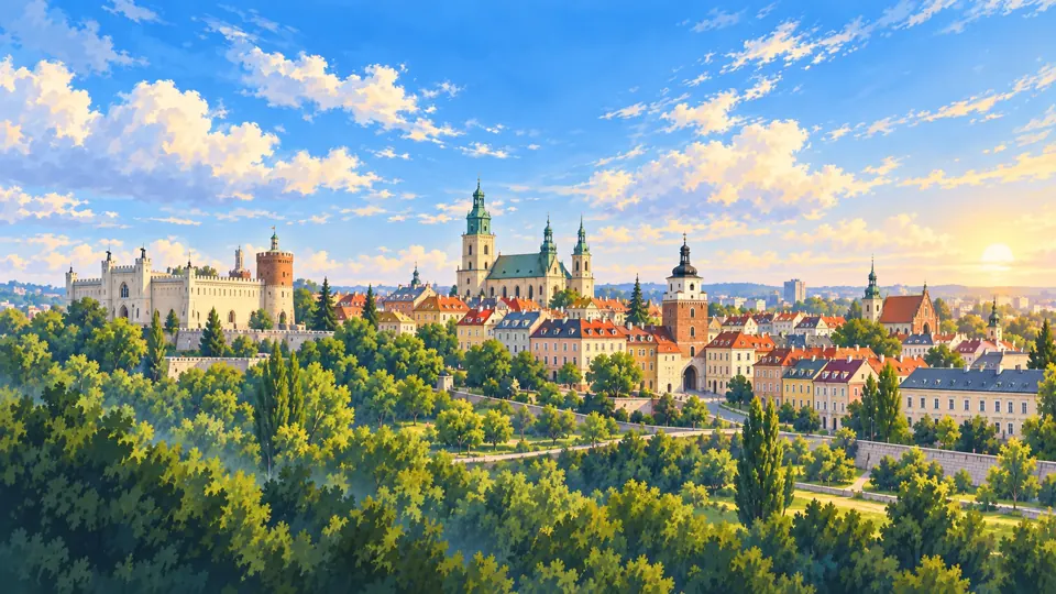 Ilustrowana panorama miasta Lublin