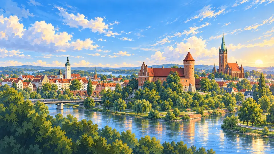 Ilustrowana panorama miasta Olsztyn