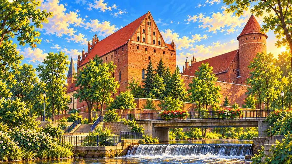 Ilustrowana panorama miasta Olsztyn