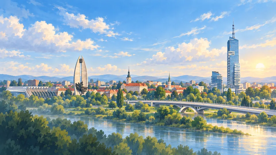 Ilustrowana panorama miasta Rzeszów