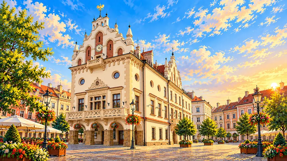 Ilustrowana panorama miasta Rzeszów