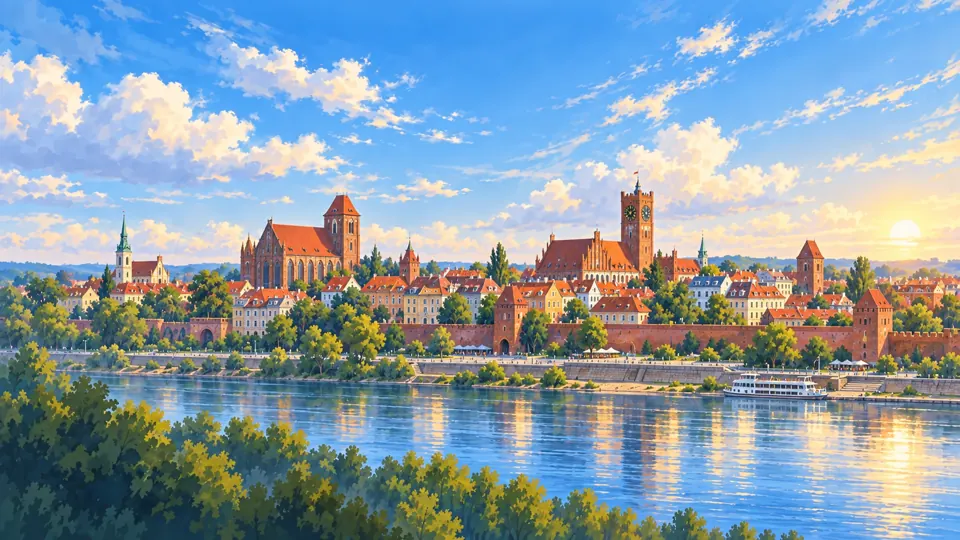 Ilustrowana panorama miasta Toruń