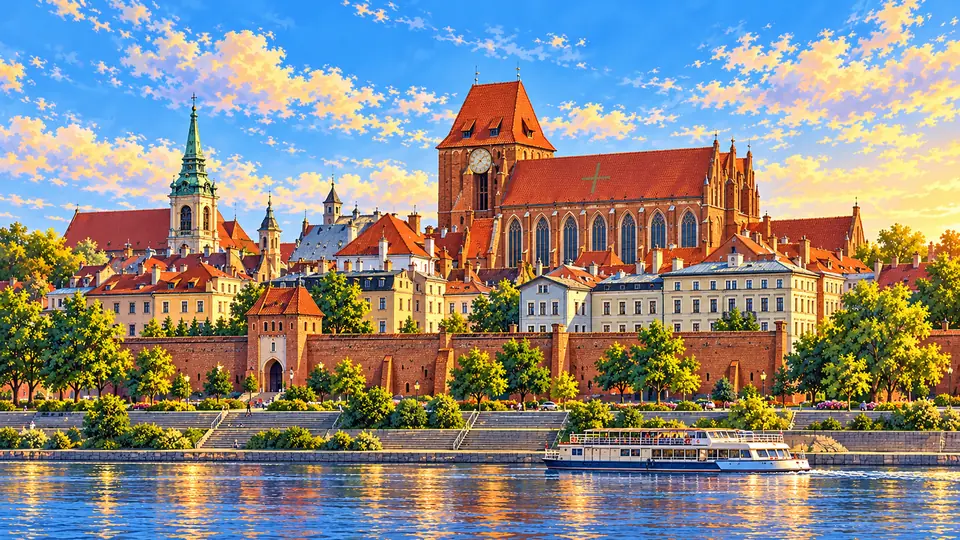 Ilustrowana panorama miasta Toruń