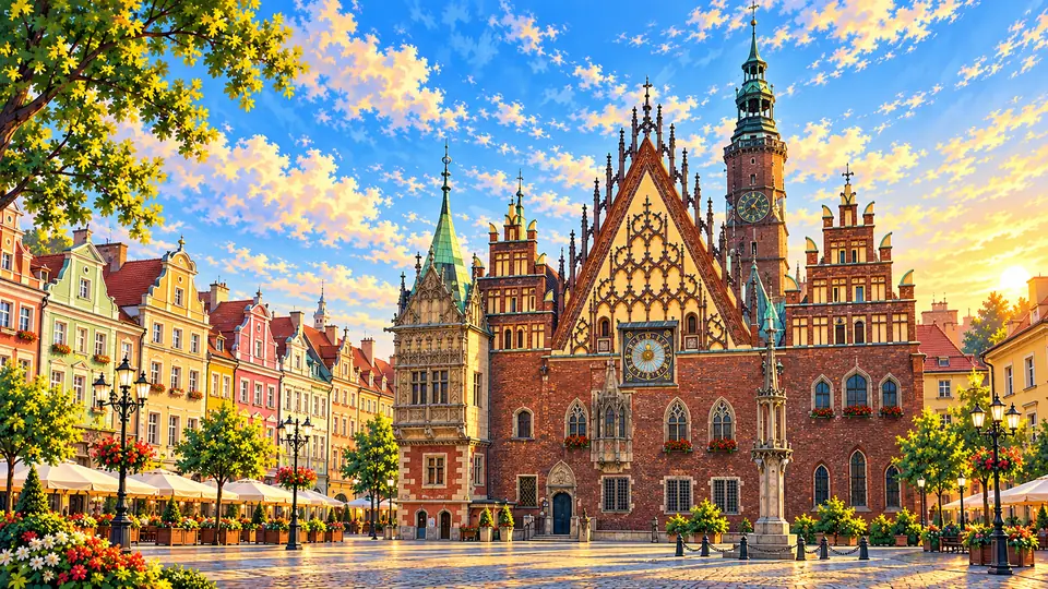 Ilustrowana panorama miasta Wrocław